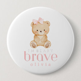 Bóton Redondo 10.16cm beary brave childhood cancer sick kids custom name