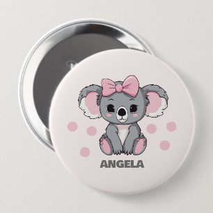 Bóton Redondo 10.16cm Bebê Rosa Koala Bear