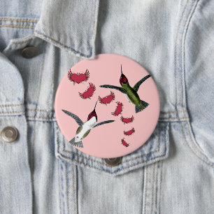 Bóton Redondo 10.16cm Beija-flores Grunge Corações com Asas