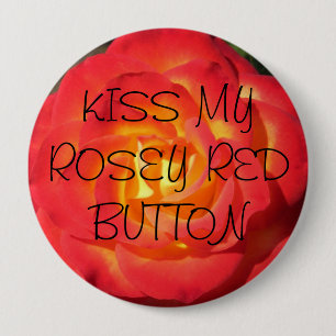 Bóton Redondo 10.16cm Beije meu botão vermelho do rosey
