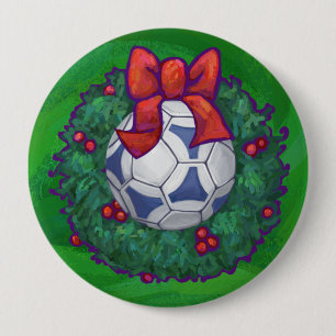 Bóton Redondo 10.16cm Bola de Futebol Festivo, branca, azul, verde
