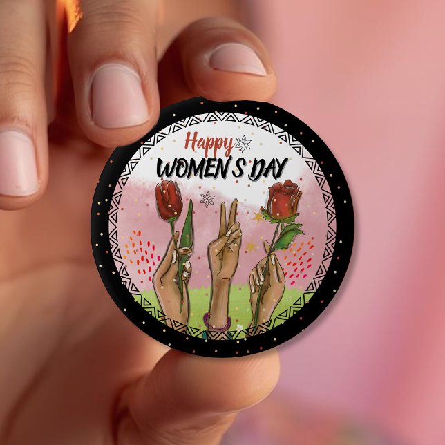 Bóton Redondo 10.16cm Bold & Empowering: Modern WOMEN'S DAY Statement  (Bold & Empowering: Modern WOMEN'S DAY Statement Button)