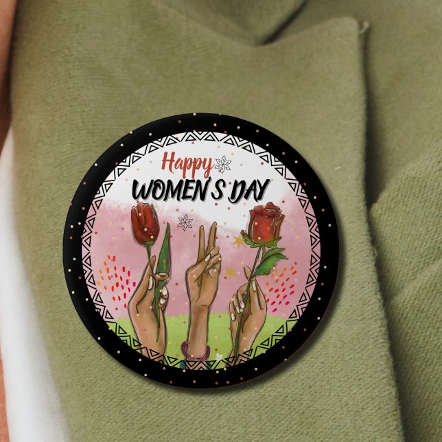 Bóton Redondo 10.16cm Bold & Empowering: Modern WOMEN'S DAY Statement  (Bold & Empowering Modern WOMEN'S DAY Statement Button)
