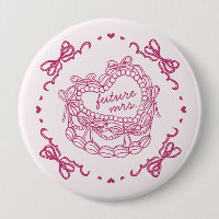 Bolo Coquette Coração Retro com Laço Rosa Chá de N