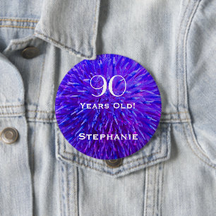 Bóton Redondo 10.16cm Botão Abstrato de Roxo Personalizado com 90 Anos