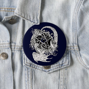 Bóton Redondo 10.16cm Botão Art Nouveau Pentacle Dragon~