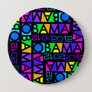 Bóton Redondo 10.16cm Botão colorido de OBAMA 2012, enorme