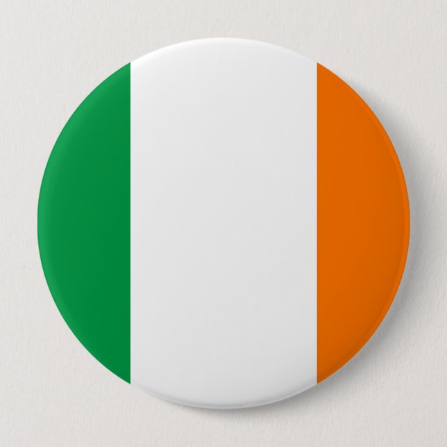 Bóton Redondo 10.16cm Botão com Bandeira da Irlanda (Frente)