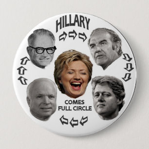 Bóton Redondo 10.16cm Botão completo do círculo 4-Inch de Hillary