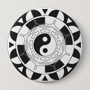 Bóton Redondo 10.16cm Botão da mandala de Yin Yang