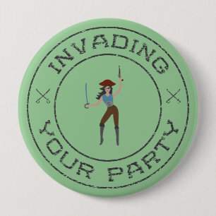 Bóton Redondo 10.16cm Botão da menina do pirata