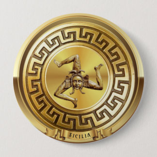 Bóton Redondo 10.16cm Botão de Alfinete Dourado da Sicilia (Sicília)