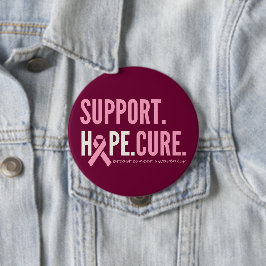 Bóton Redondo 10.16cm Botão de cura de esperança de apoio ao cancer de m