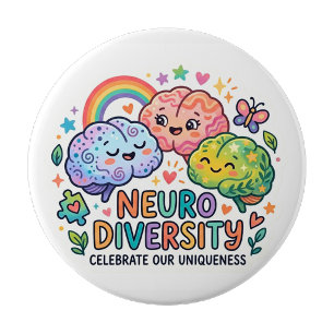 Bóton Redondo 10.16cm Botão de pin funny Diversidade Neuro