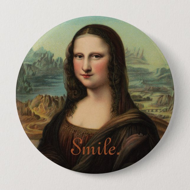 Bóton Redondo 10.16cm Botão de Sorriso Mona Lisa (Frente)