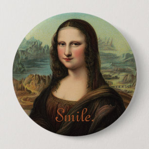 Bóton Redondo 10.16cm Botão de Sorriso Mona Lisa