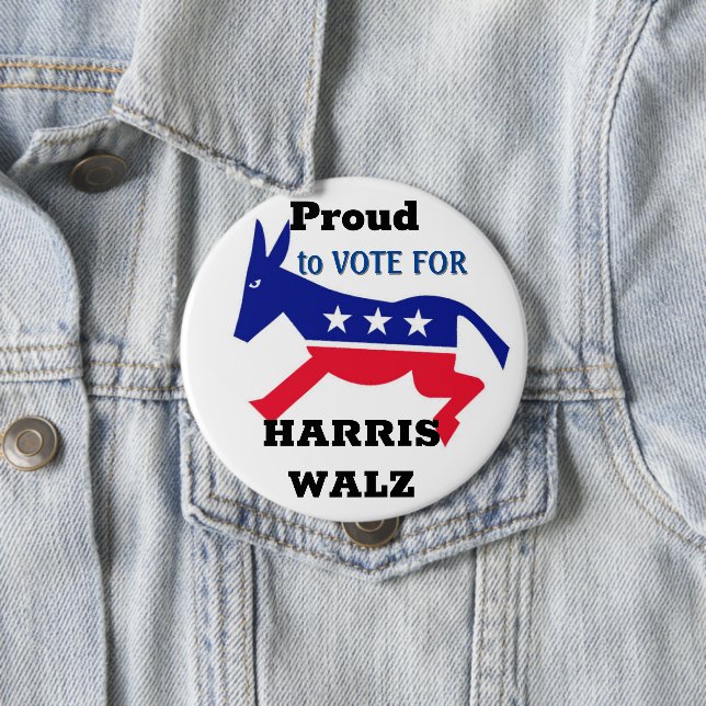 Bóton Redondo 10.16cm Botão Democrata Orgulhoso (In Situ)