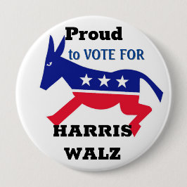 Bóton Redondo 10.16cm Botão Democrata Orgulhoso