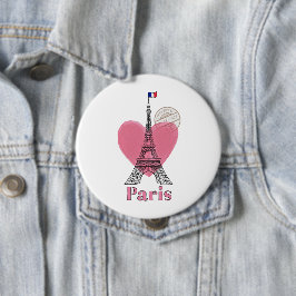 Bóton Redondo 10.16cm Botão do Heart Love Paris