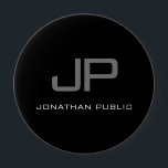 Bóton Redondo 10.16cm Botão Grande Letra Inicial Nome Monograma Preto<br><div class="desc">Monograma Personalizado Nome da Letra Inicial Modelo preto Elegante Tendy Huge Round Botão.</div>