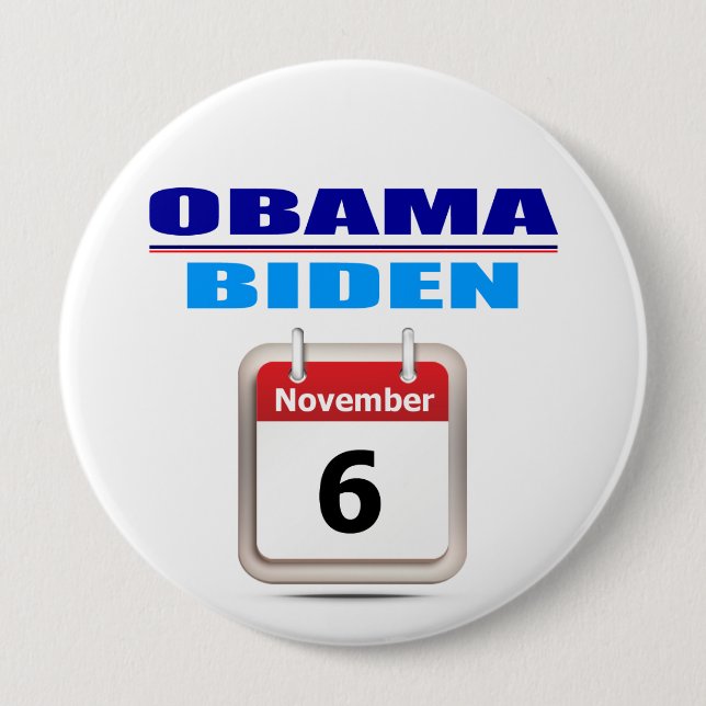 Bóton Redondo 10.16cm Botão - Obama/Biden - Calendário (Frente)