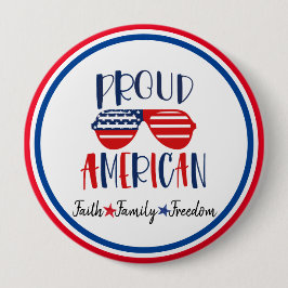 Bóton Redondo 10.16cm Botão Orgulhosamente Americano - Patriótico Vermel