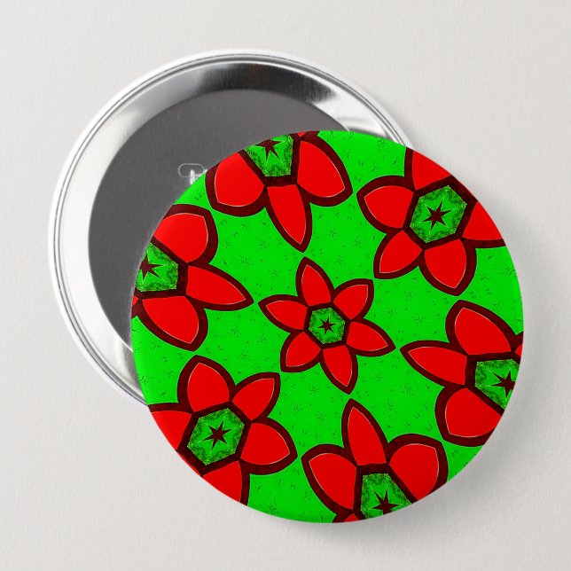 Bóton Redondo 10.16cm Botão Padrão Flores de Abstrato Bonito (Frente & Verso)