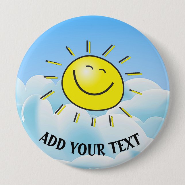 Bóton Redondo 10.16cm Botão redondo feliz de Sun (Frente)