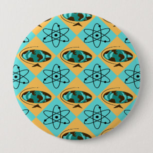 Bóton Redondo 10.16cm Botão Retro Harlequin Globe Trotter Round