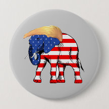 Botão Trump Bad Hair Elephant Round Pin-Back, ZSS