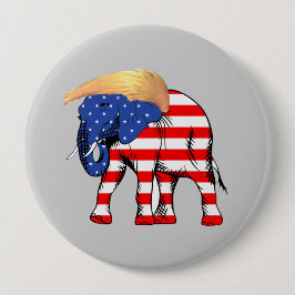 Bóton Redondo 10.16cm Botão Trump Bad Hair Elephant Round Pin-Back, ZSS