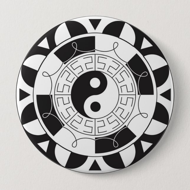 Bóton Redondo 10.16cm Botão Yin Yang Mandala (Frente)
