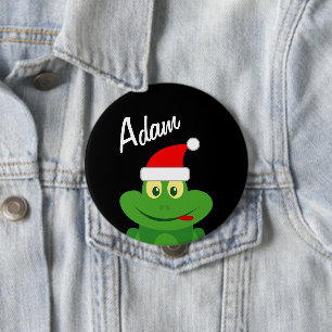 Bóton Redondo 10.16cm Botões de nome de festa de Natal com sapo engraçad