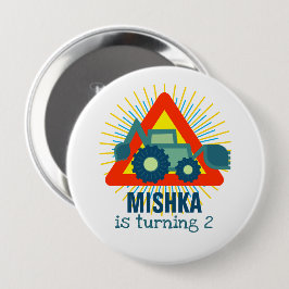 Bóton Redondo 10.16cm Boys de nomes personalizados do motor de backhoe d