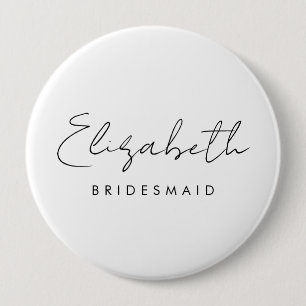 Bóton Redondo 10.16cm Bridesmaid Name Womens Elegante Modelo