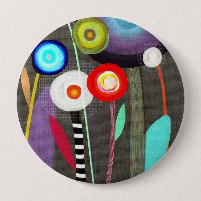 Bóton Redondo 10.16cm Broche Flora em Flor (Frente)