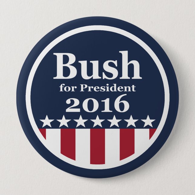 Bóton Redondo 10.16cm Bush para botões do presidente 2016 campanha (Frente)