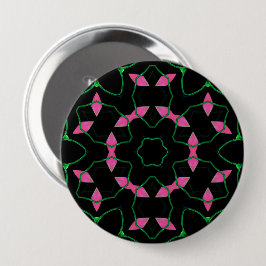 Bóton Redondo 10.16cm Caleidoscópio Esmeralda e Rosa