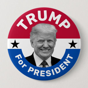 Bóton Redondo 10.16cm Campanha Eleitoral Retroativa Trump Presidente Bu