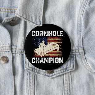 Bóton Redondo 10.16cm Campeão de Cornhole Bandeira Americana EUA 4 de Ju
