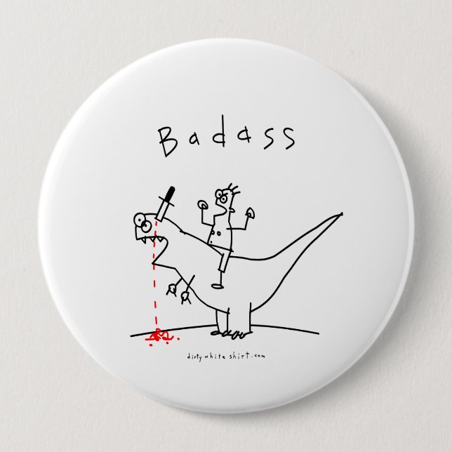 Bóton Redondo 10.16cm Cara do dinossauro de Badass (Frente)