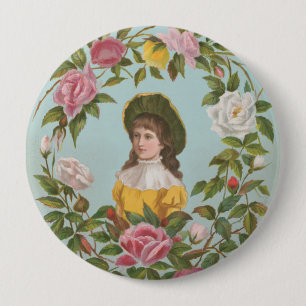 Bóton Redondo 10.16cm Cartão de São Valentim Alemão Vintage Kitsch, 1884