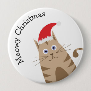 Bóton Redondo 10.16cm Cartoon bonitinho de gato de Natal