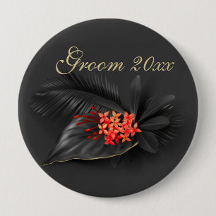 Bóton Redondo 10.16cm Casamento de Black Jasmine Vermelho