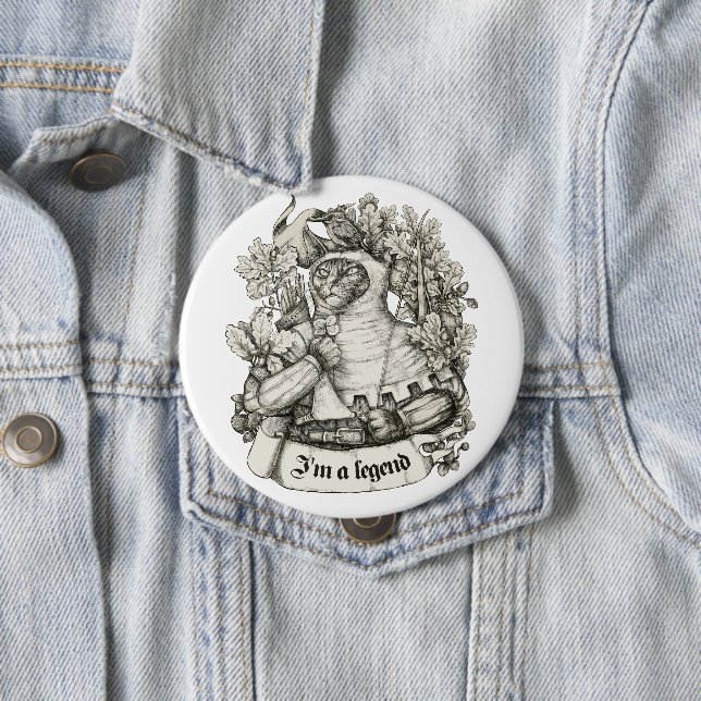 Bóton Redondo 10.16cm Cat Knight vintage impressão (In Situ)