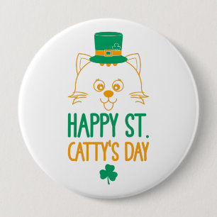 Bóton Redondo 10.16cm Cat Leprechaun Ruas felizes. Dia das Capturas