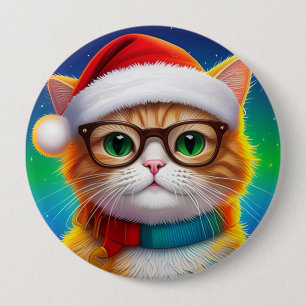 Bóton Redondo 10.16cm Cat Natal Como Papai Noel