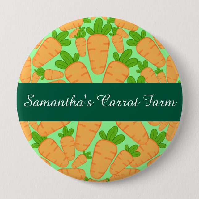 Bóton Redondo 10.16cm Cenouras Laranja E Verde (Frente)