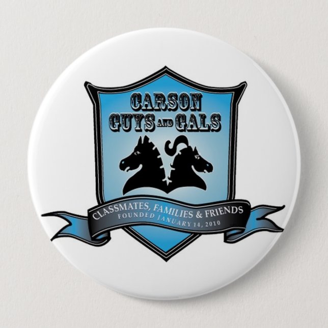 Bóton Redondo 10.16cm CGAG 4" BOTÃO azul/branco (Frente)