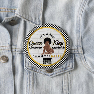 Bóton Redondo 10.16cm Chá de fraldas Retroativo Urbano Garoto Afro 90 H